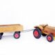 Authentic wooden toy label "Spielgut", Tractor and trailer