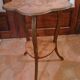 Gueridon table, Art Nouveau tea table in wood with floral decoration, signed Gervaise.