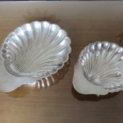 Set of 2 dishes shell christofle floret France in silver metal