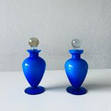 Duo de flacons bleu en verre