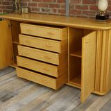 Wooden and rattan sideboard