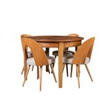 Unique dining set: Extendable round table and Czech chairs by Antonín Šuman