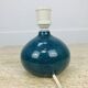 Blue ceramic ball lamp with wool lampshade, vintage