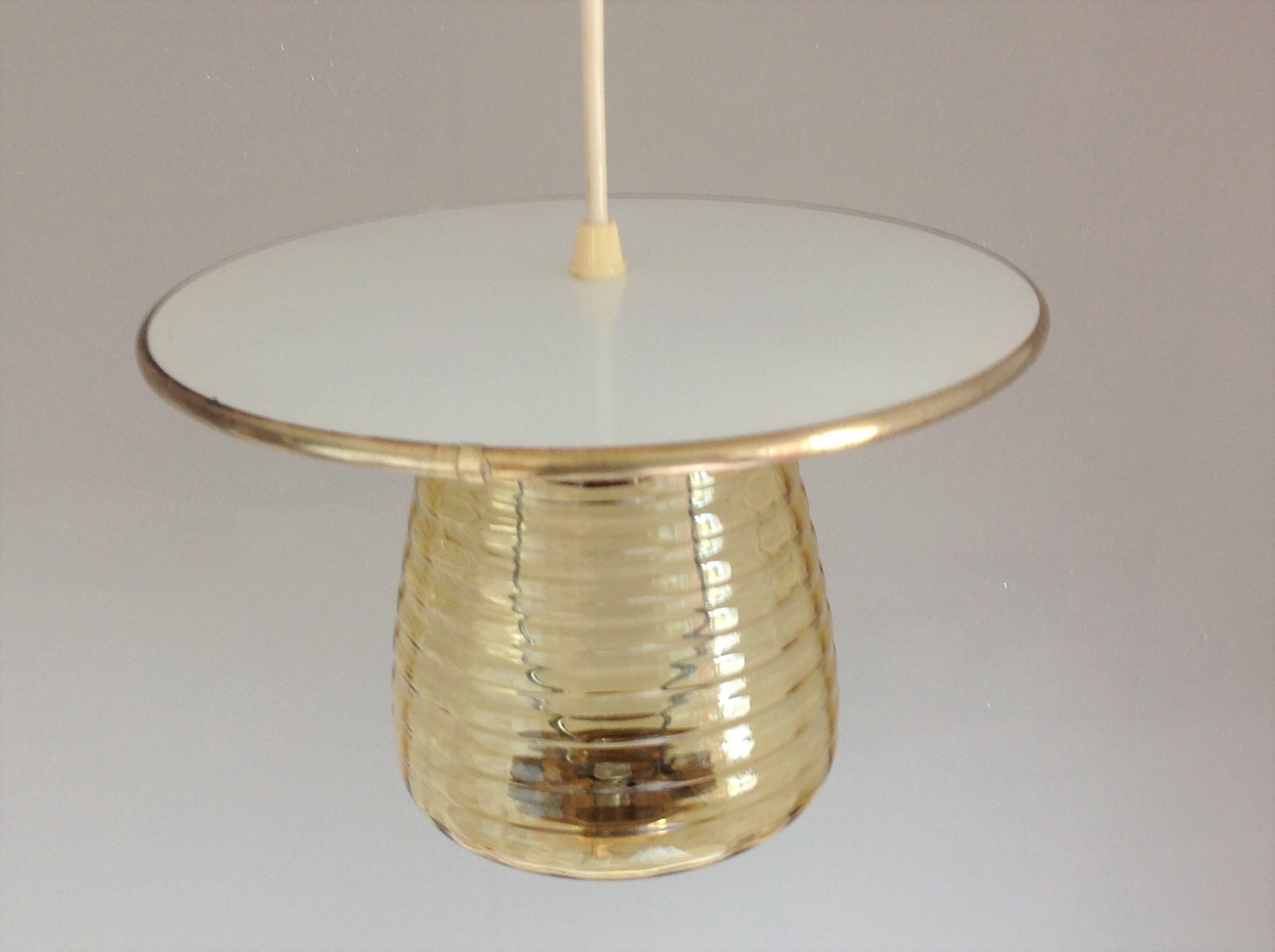 Amber glass / vintage lantern suspension 50s-60s