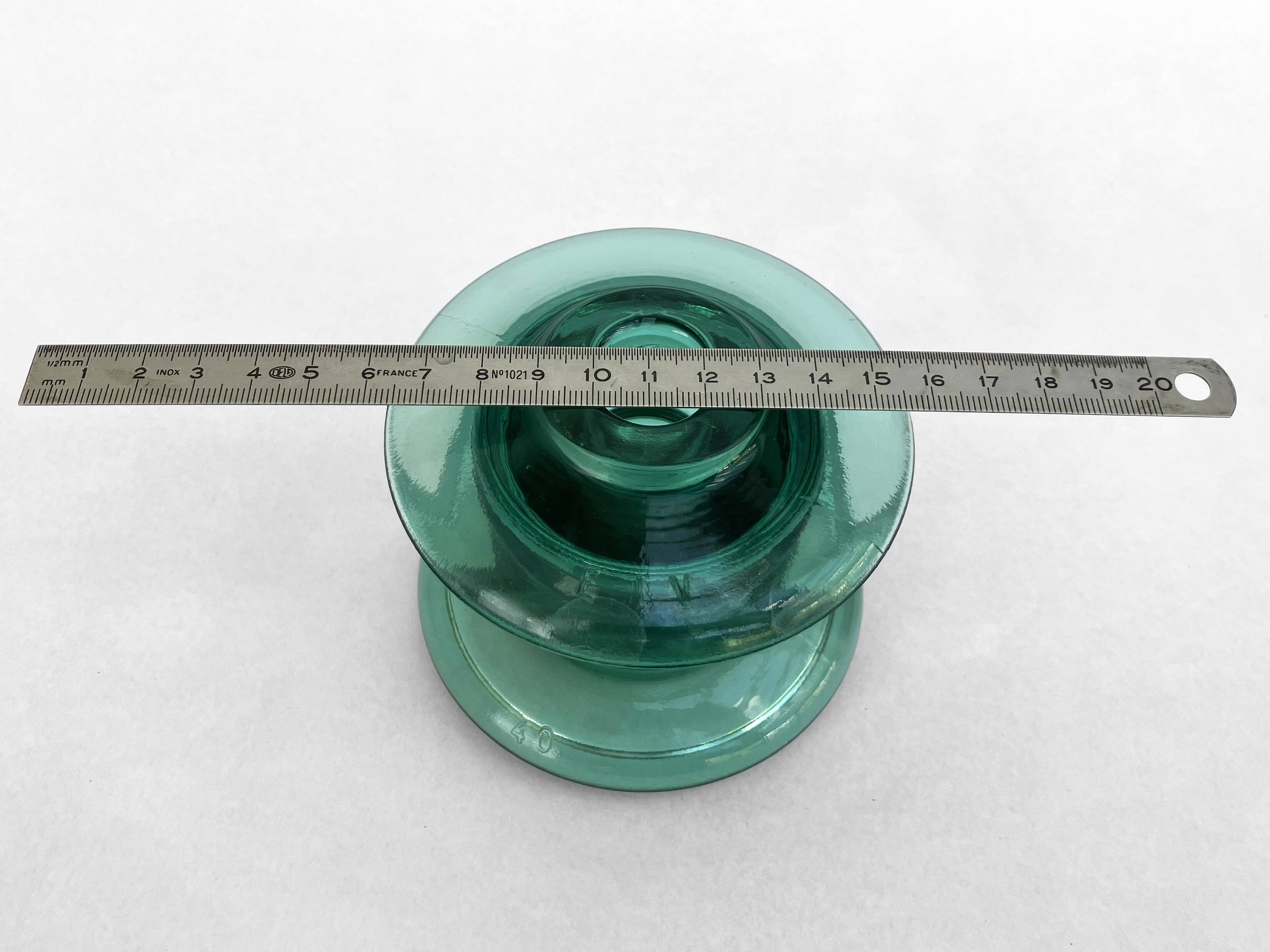 Old EDF EIV A21 insulator to be converted into an industrial candle holder • tempered glass