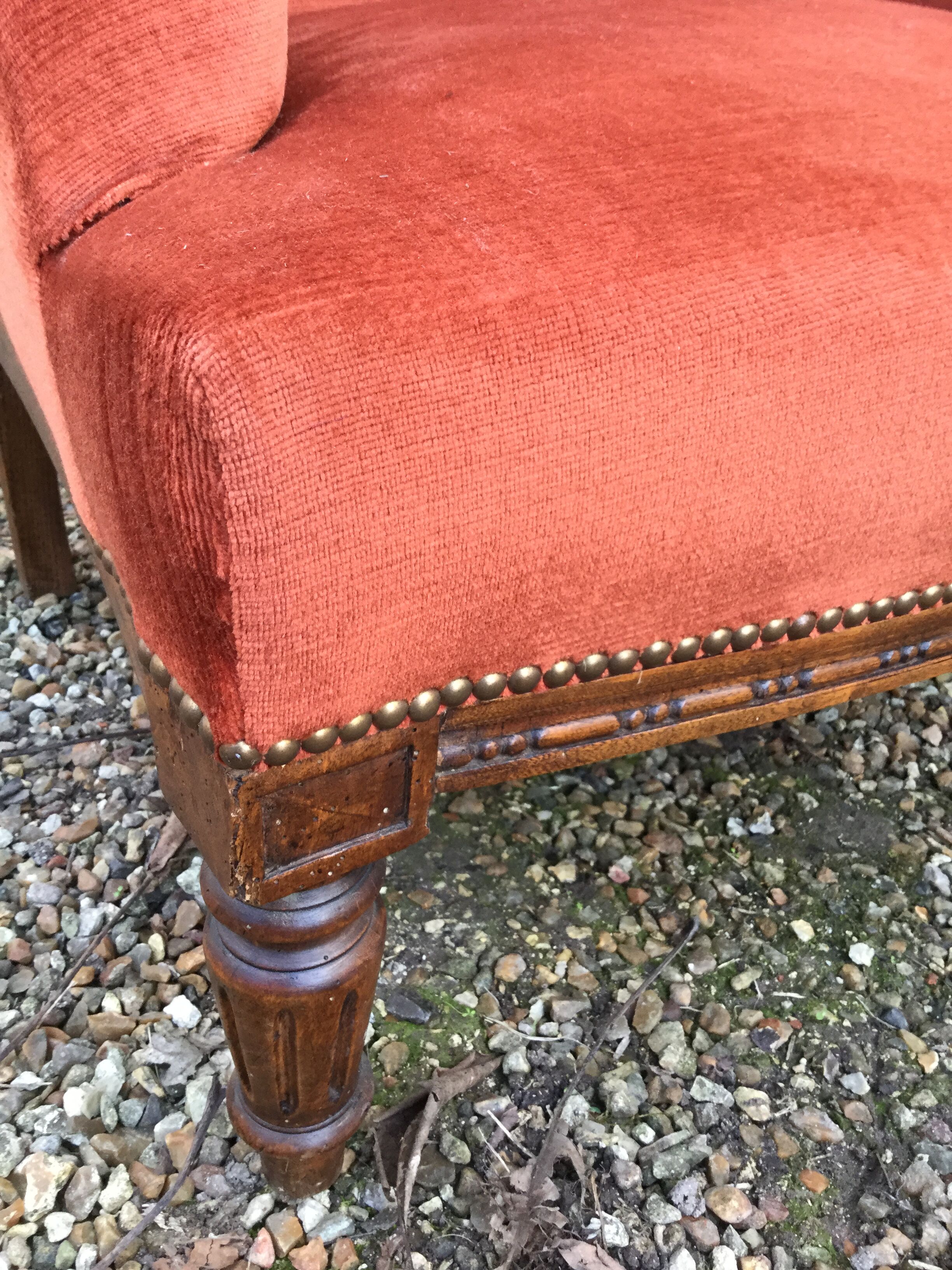 Fauteuil velours terracota