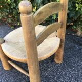 Low wooden chair and straw 50s