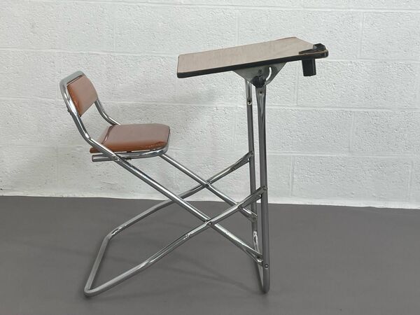 Pupitre pliable écolier vintage assise en similicuir