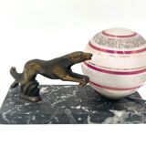 Art Deco table lamp with a dog figure