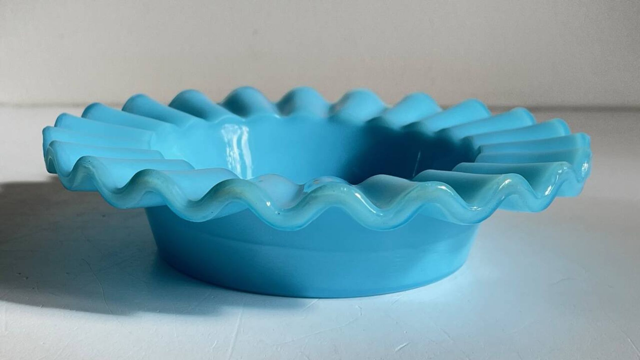 CENDRIER Vide-Poche Verre OPALIN Bleu VINTAGE