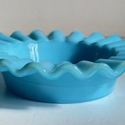 CENDRIER Vide-Poche Verre OPALIN Bleu VINTAGE
