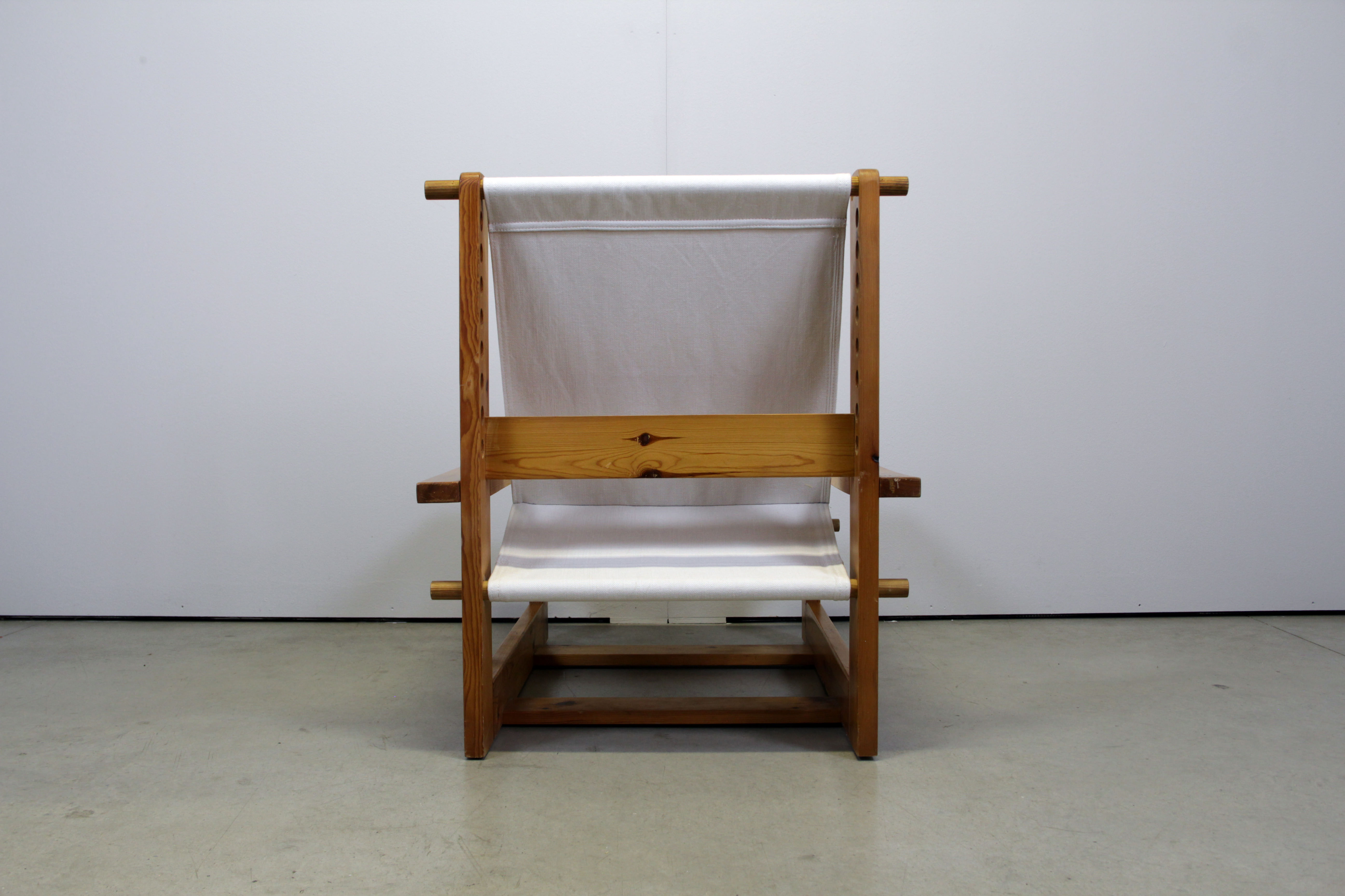 Italian brutalist pine sling chair
