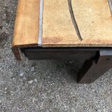 Vintage ceramic coffee table with herbarium decorations by Roger Capron, solid beech base.
