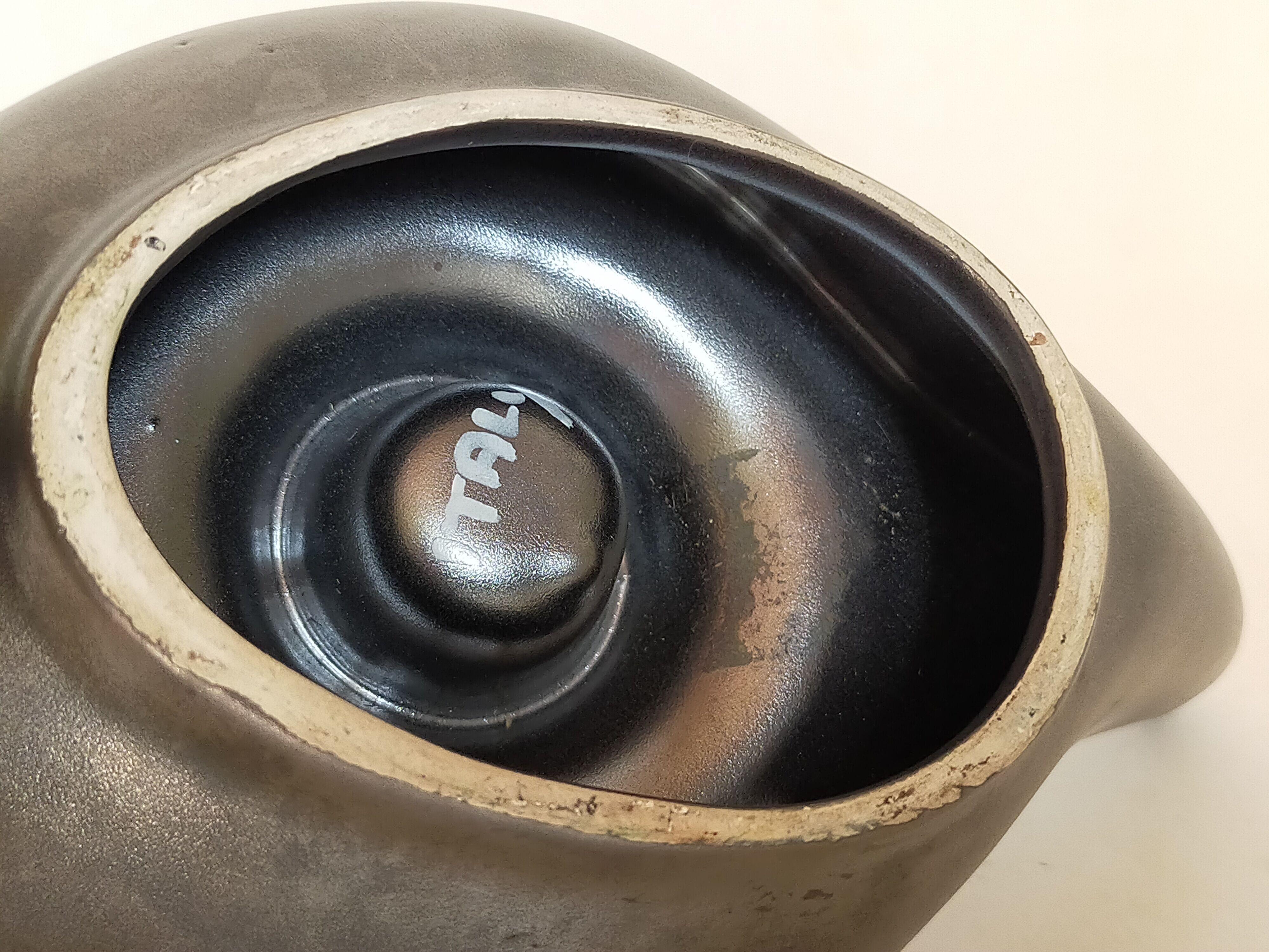 Matt black ceramic cellar rat candle holder 50s