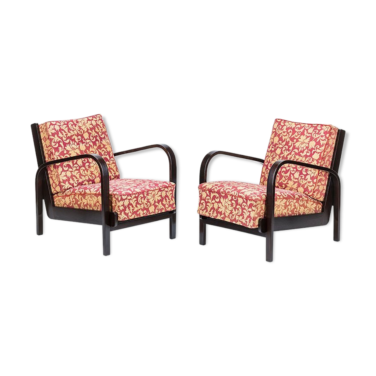 Pair of Armchairs by K. Kozelka & A. Kropacek, Czechoslovakia, 1940s
