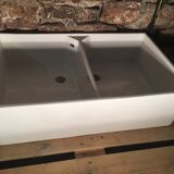 Enamelled stoneware double sink 40
