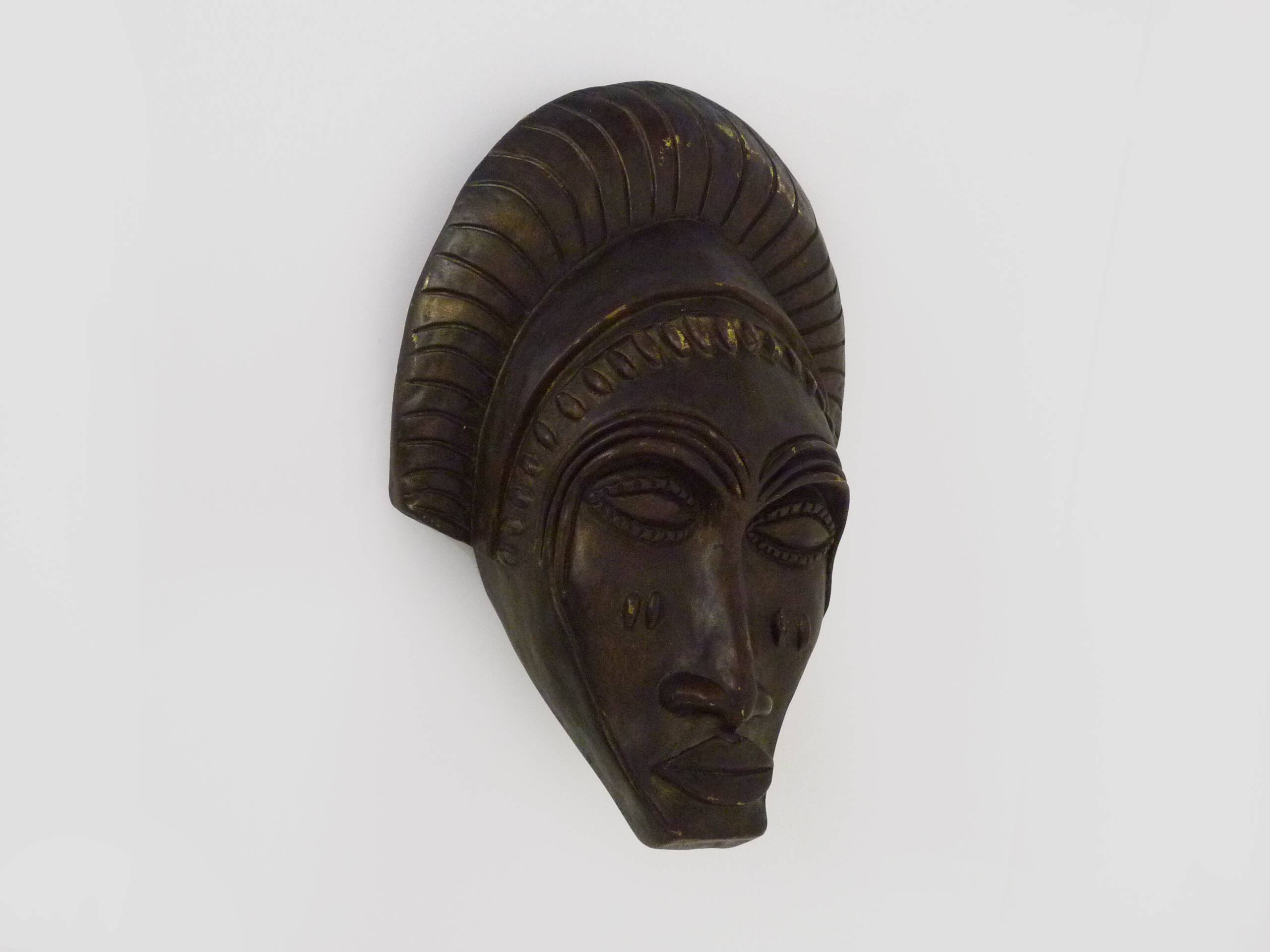 African style terracotta mask signed Siki