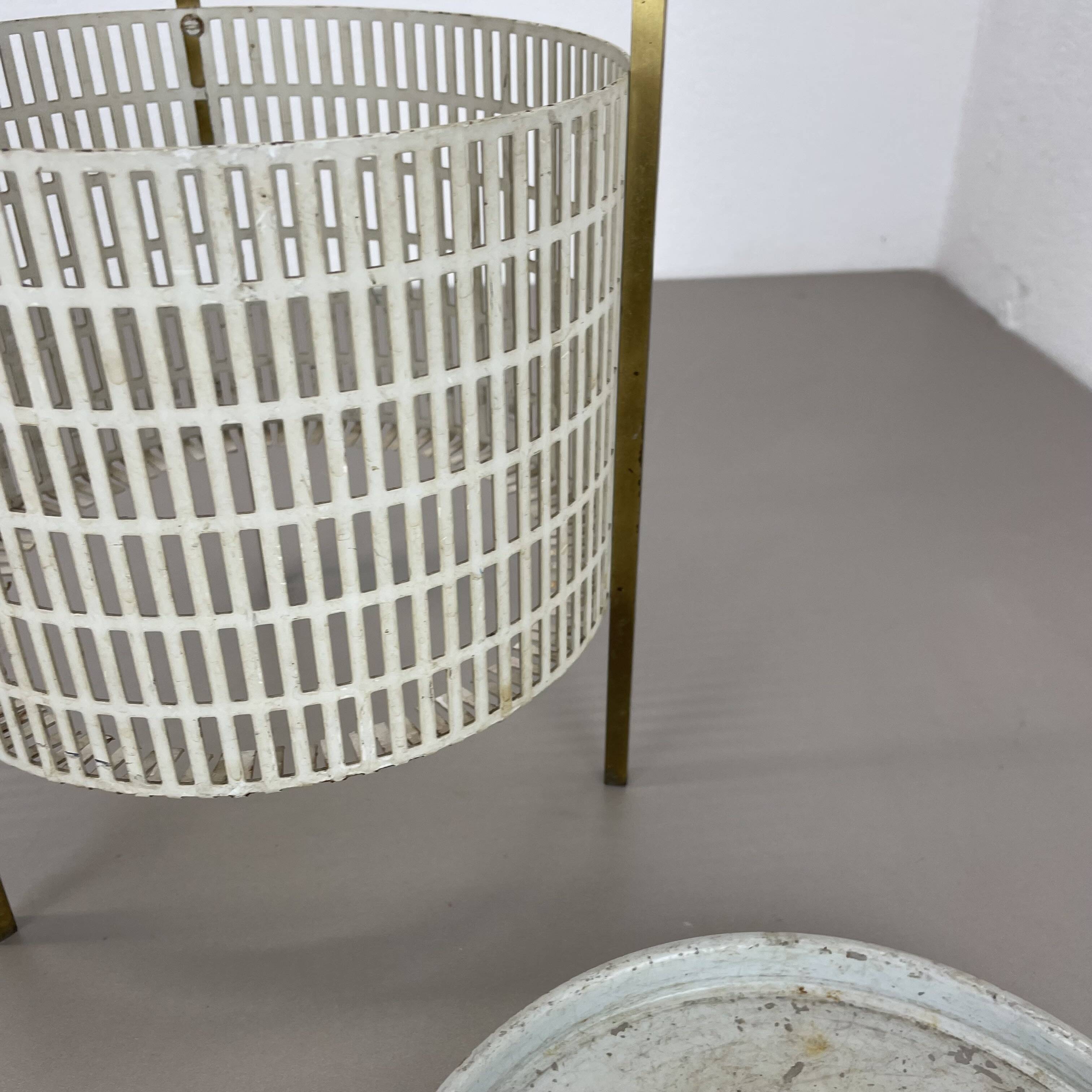 Midcentury Brass Mategot Style Hollywood Regency Umbrella Stand, France 50s