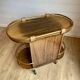 Bar cart / Vintage Art Deco service trolley – Wood and copper