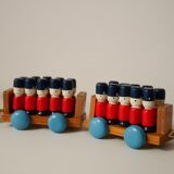 Wooden train with soldiers