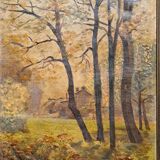 2 impressionist paintings - pair of oil on canvas - 2 signed autumn landscapes