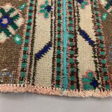 Distressed Turkish Rug 110x72 cm Vintage Shabby, Tribal Red, Green, Brown Small