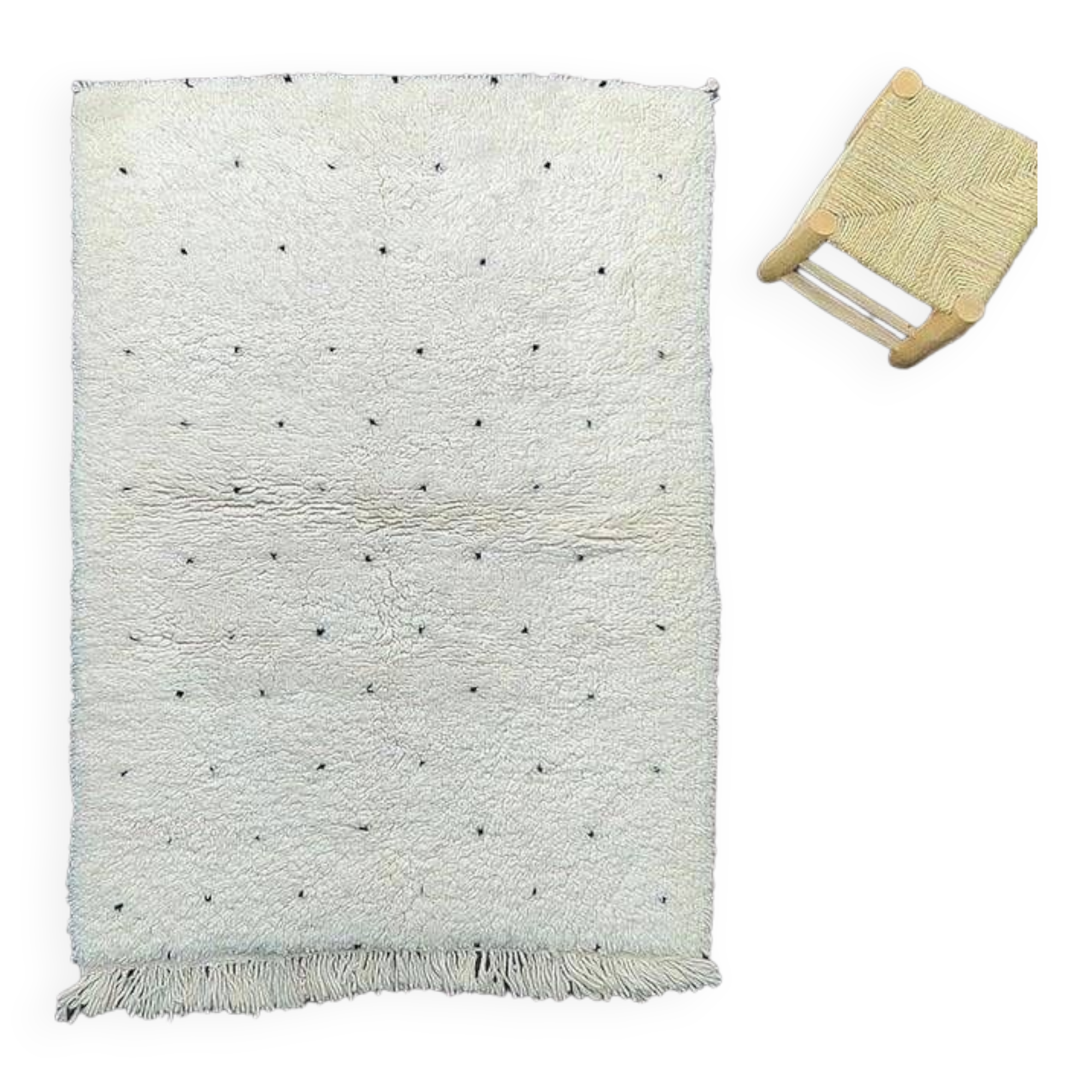 Beni Ouarain Berber Rug with Black Polka Dots