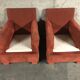 Pair of club in red velvet armchairs Yves Halard