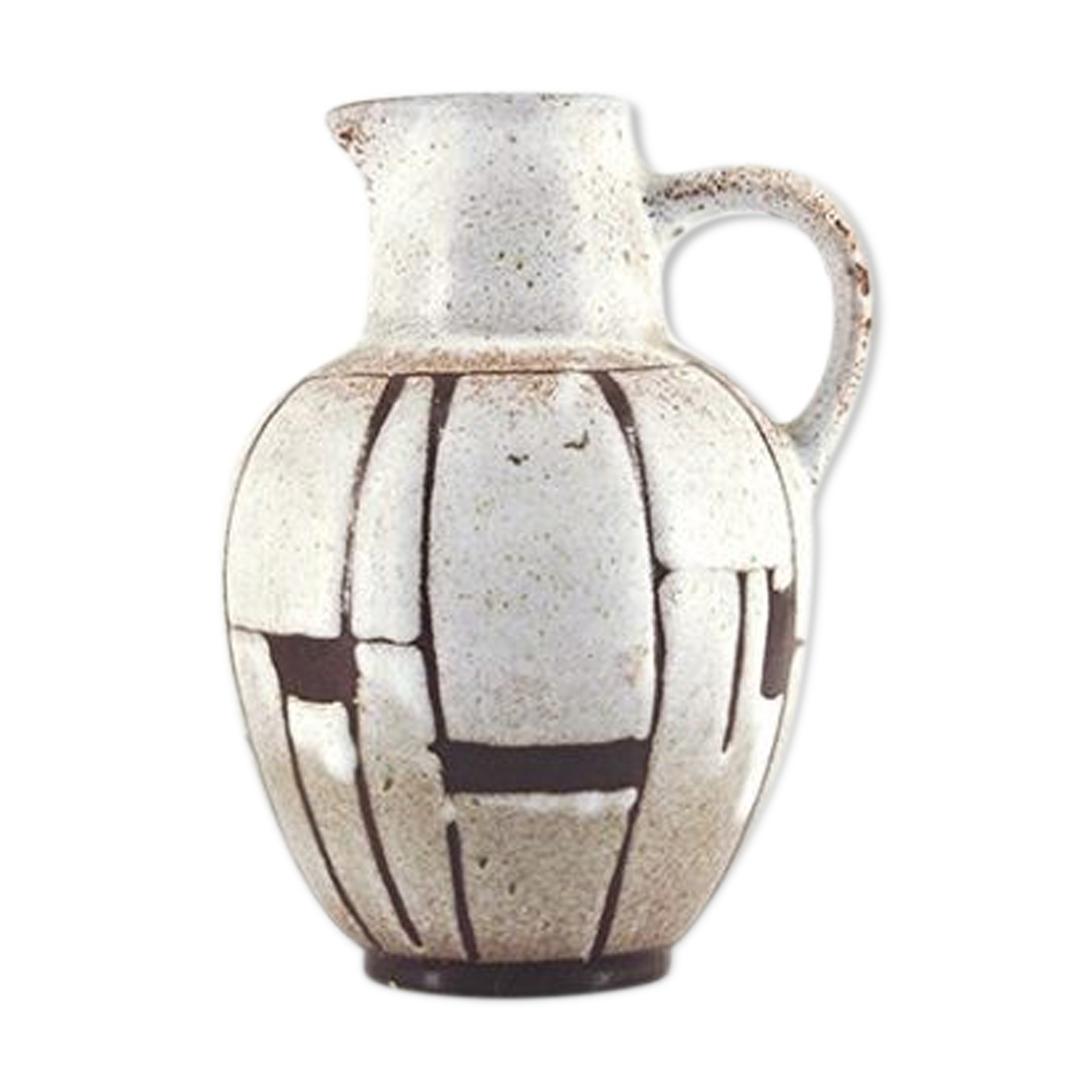 White vintage vase or pitcher with brown lines