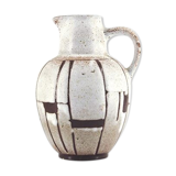 White vintage vase or pitcher with brown lines