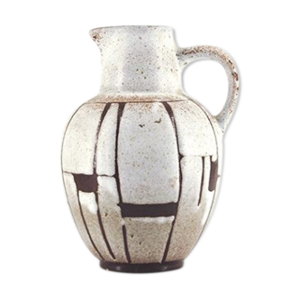 White vintage vase or pitcher with brown lines