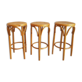 Suite of 3 bar caned vintage stools