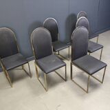 Chaises de salle à manger vintage en laiton de Belgochrom, années 1970