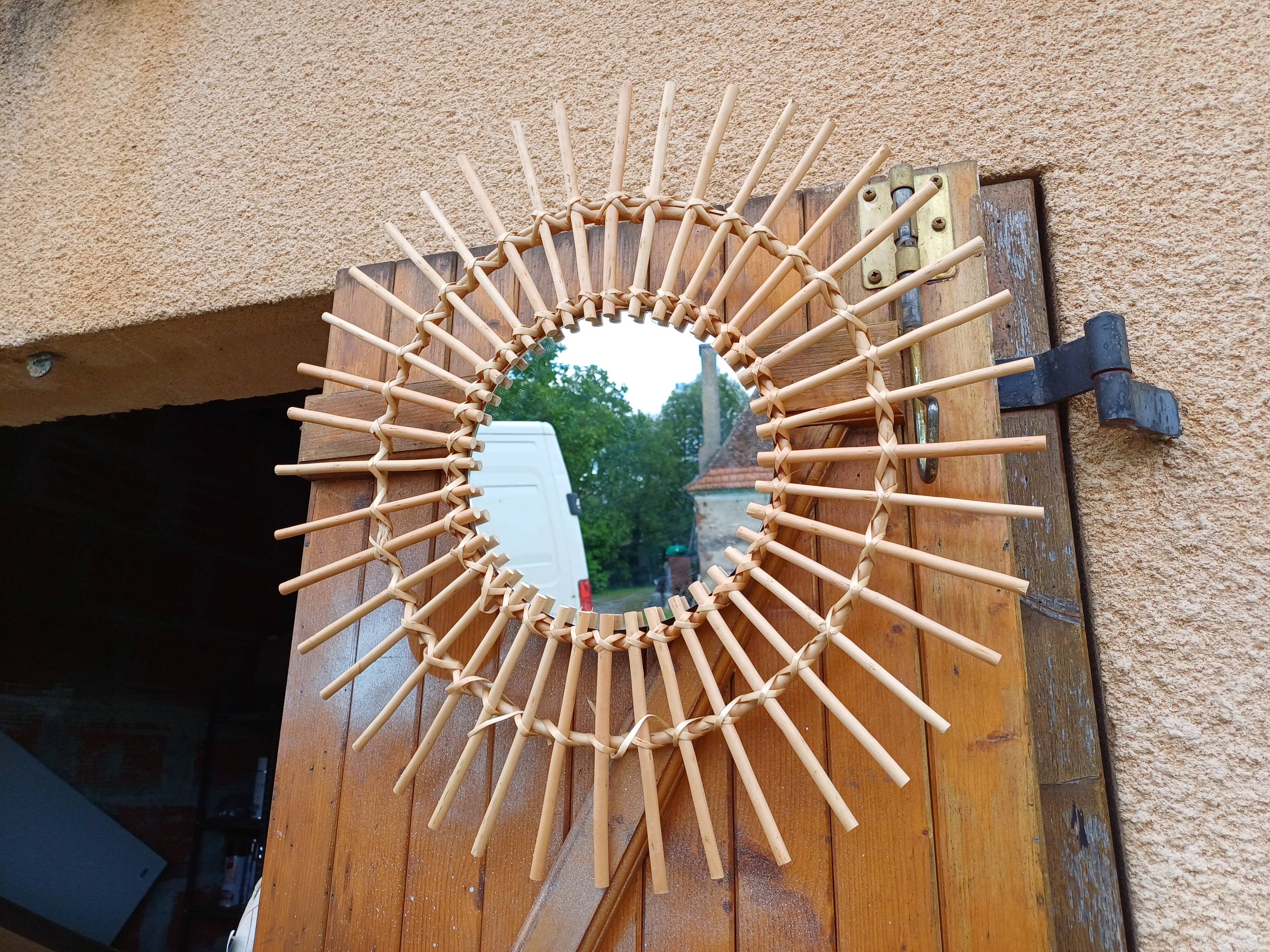 Miroir Soleil Rotin