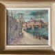 Tableau "Quai de Seine", Paris par Marcel Caradec (1901-1998) avec cadre
