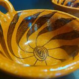 Pair of handled bowls, glazed terracotta, Mexico, mid-20th century.