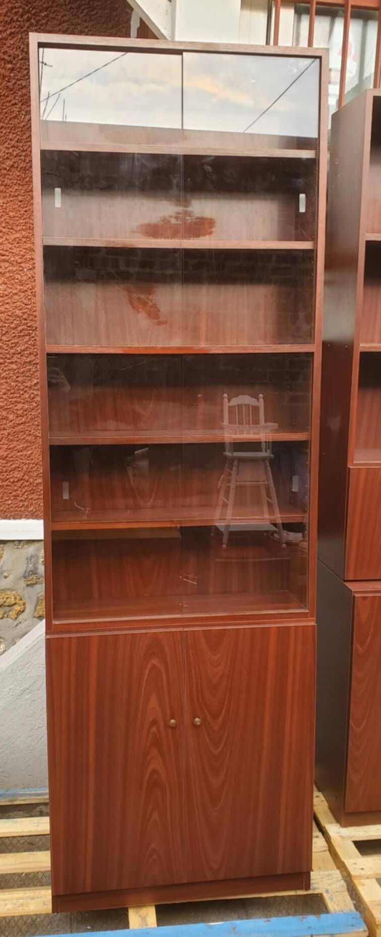 Beautiful 2-part Scandinavian-style piece of furniture with glass section, 1970s