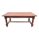 Oak farmhouse table with double-trays, from the 70s