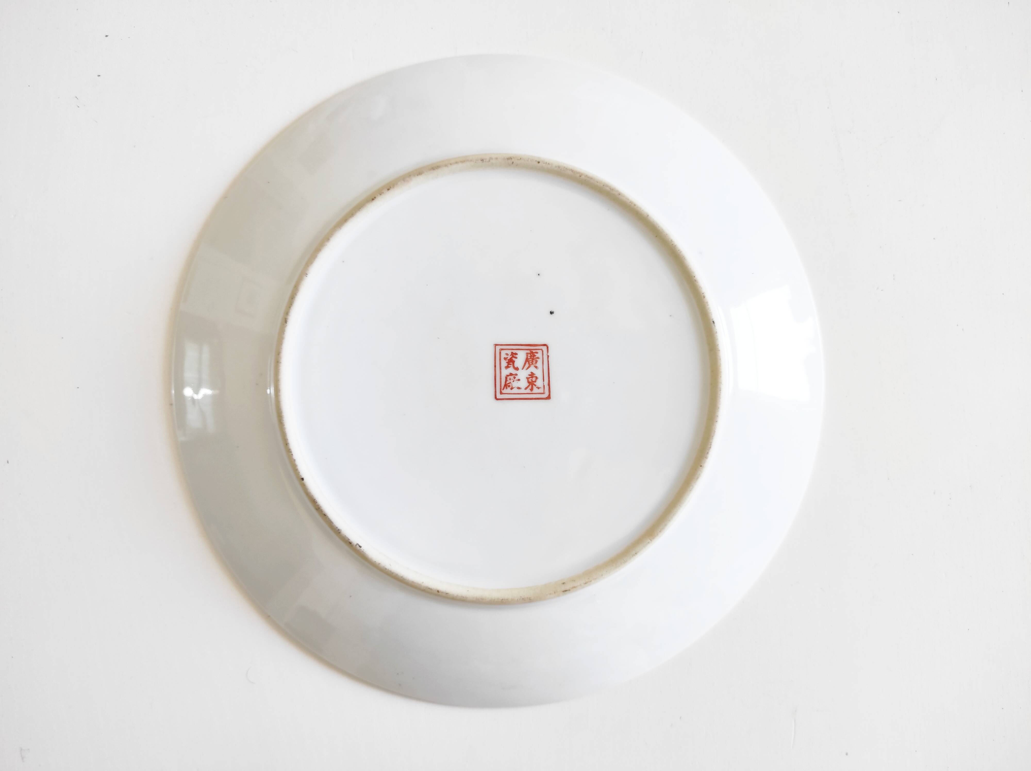 Chinese plate with hand-painted flowers