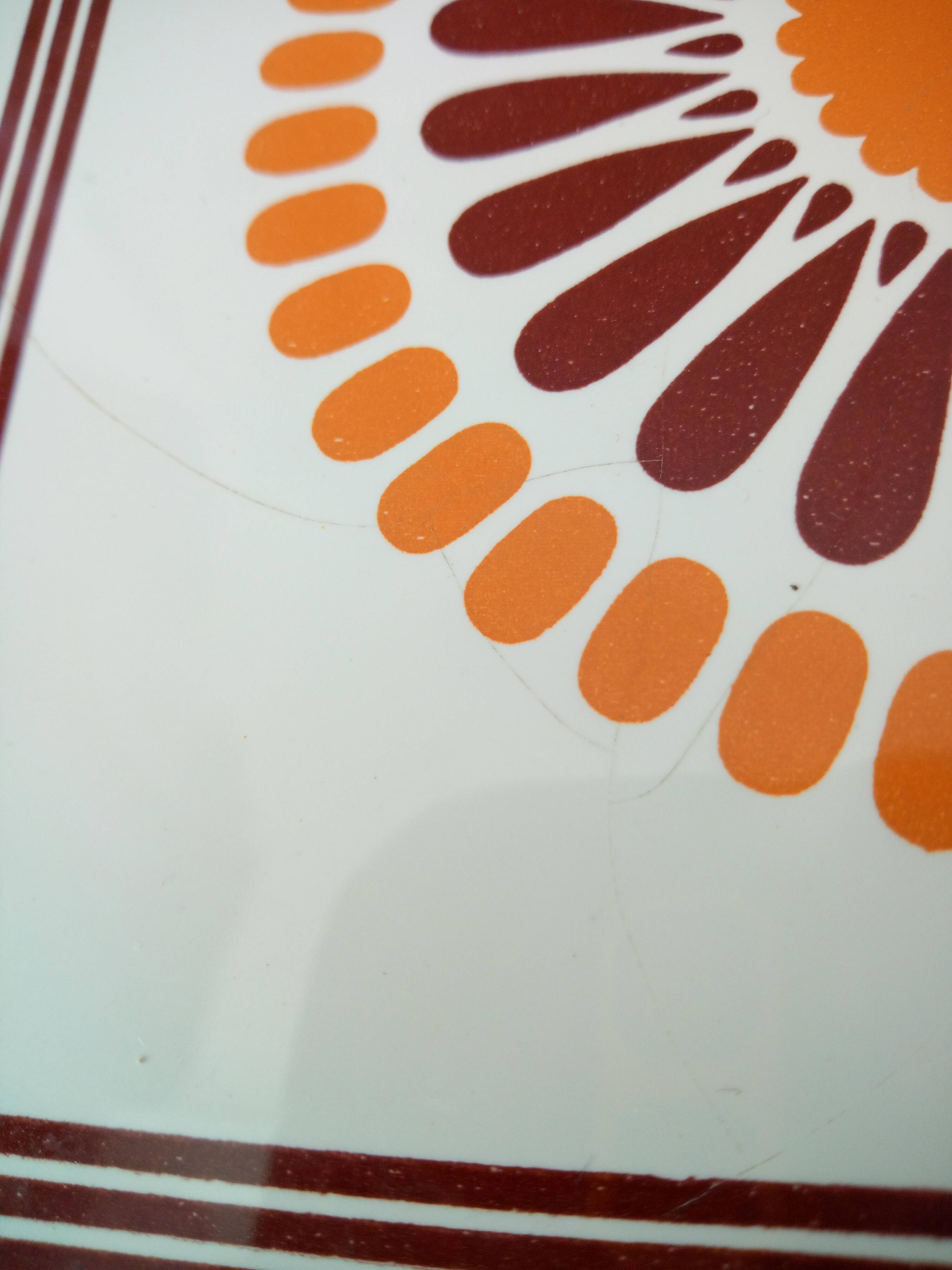 Set of decorative tiles from the 70s, orange pop flowers