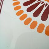 Set of decorative tiles from the 70s, orange pop flowers