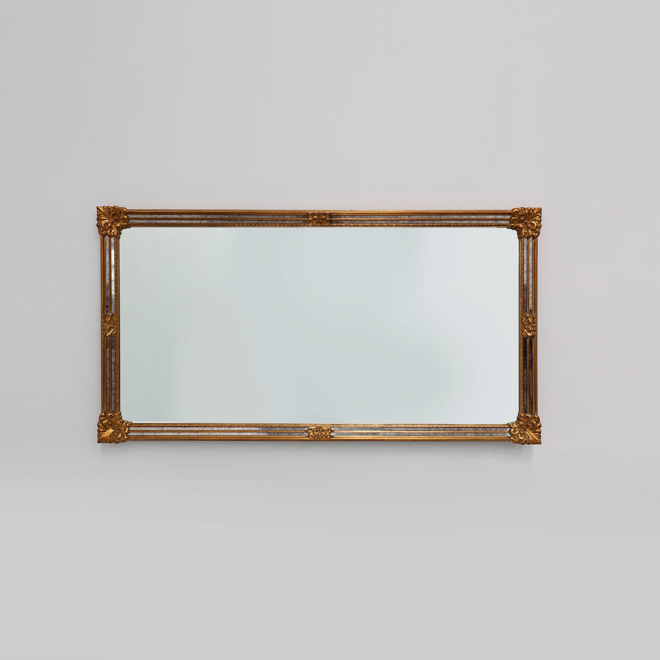 Large 20th century rectangle gilded Deknudt mirror in Baroque style, Belgiu