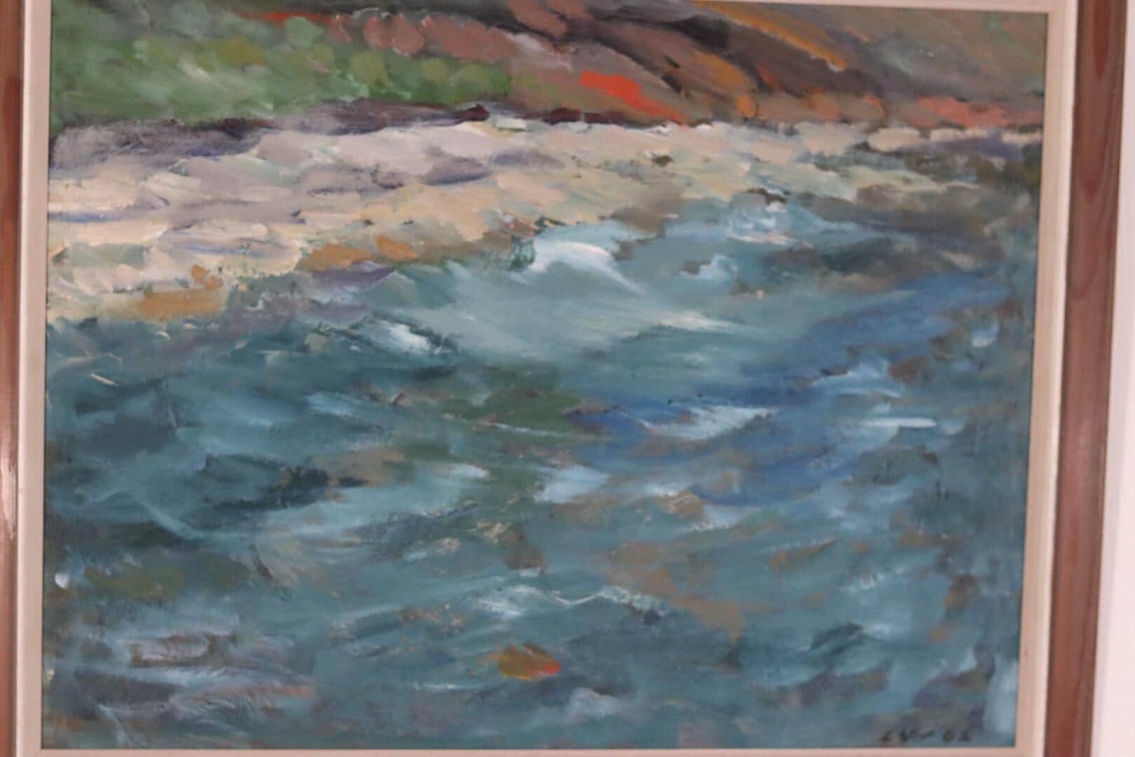 Original Mid Century Swedish Oil on Panel – “Seashore” by LV 1962 – Signed