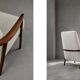 Vintage Mid-Century Scandinavian Modern White Boucle &Teak High Armchair