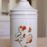 Pharmacy jar "Passiflora" porcelain Lourioux, creations Ph. Dehoulières France