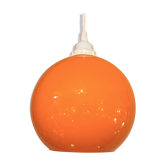Suspension lamp Space Age 1970 vintage globe ball in orange opaline glass ceiling light chandelier