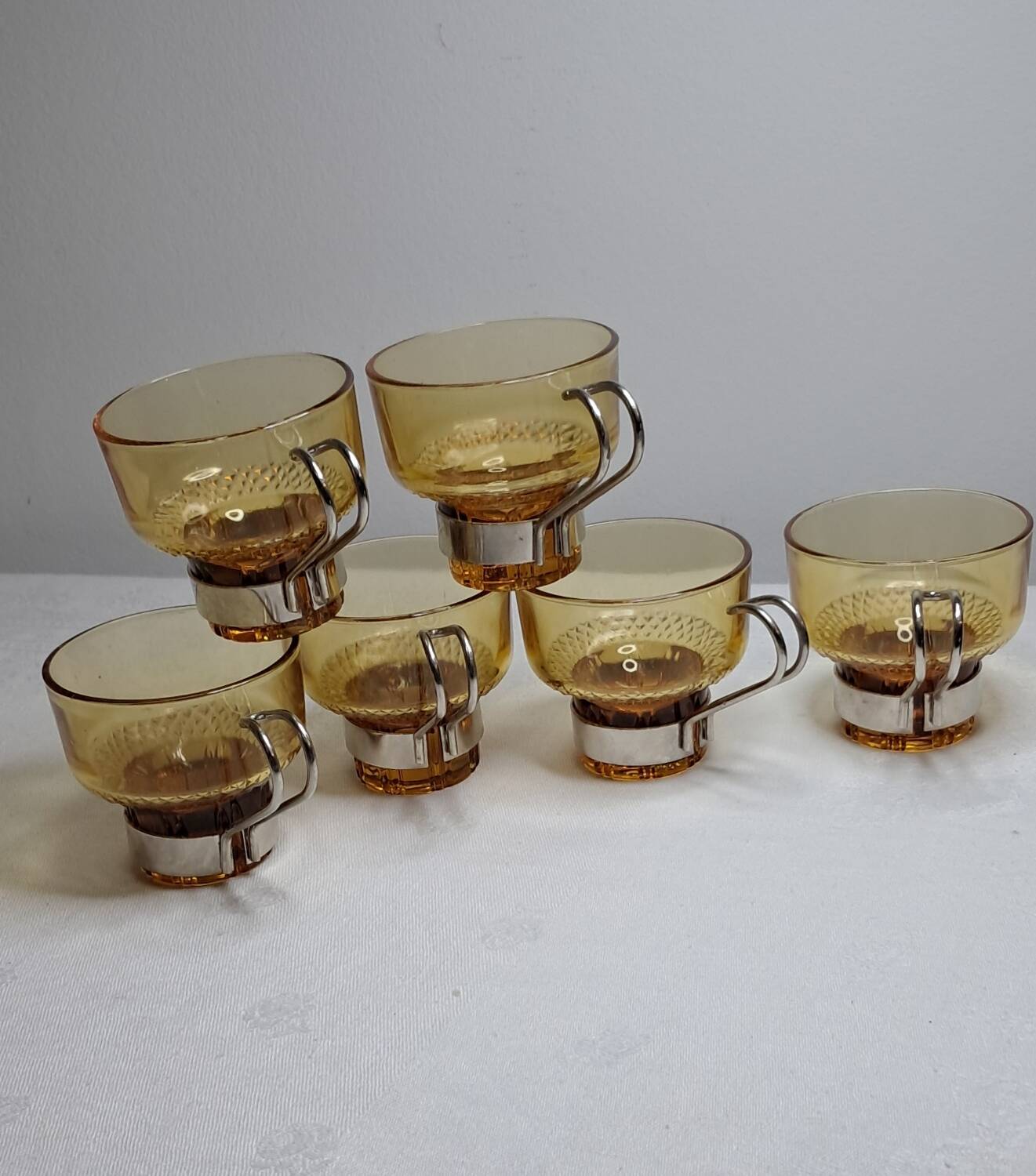 Amber glass espresso cups from the 1960s-70s. Italy