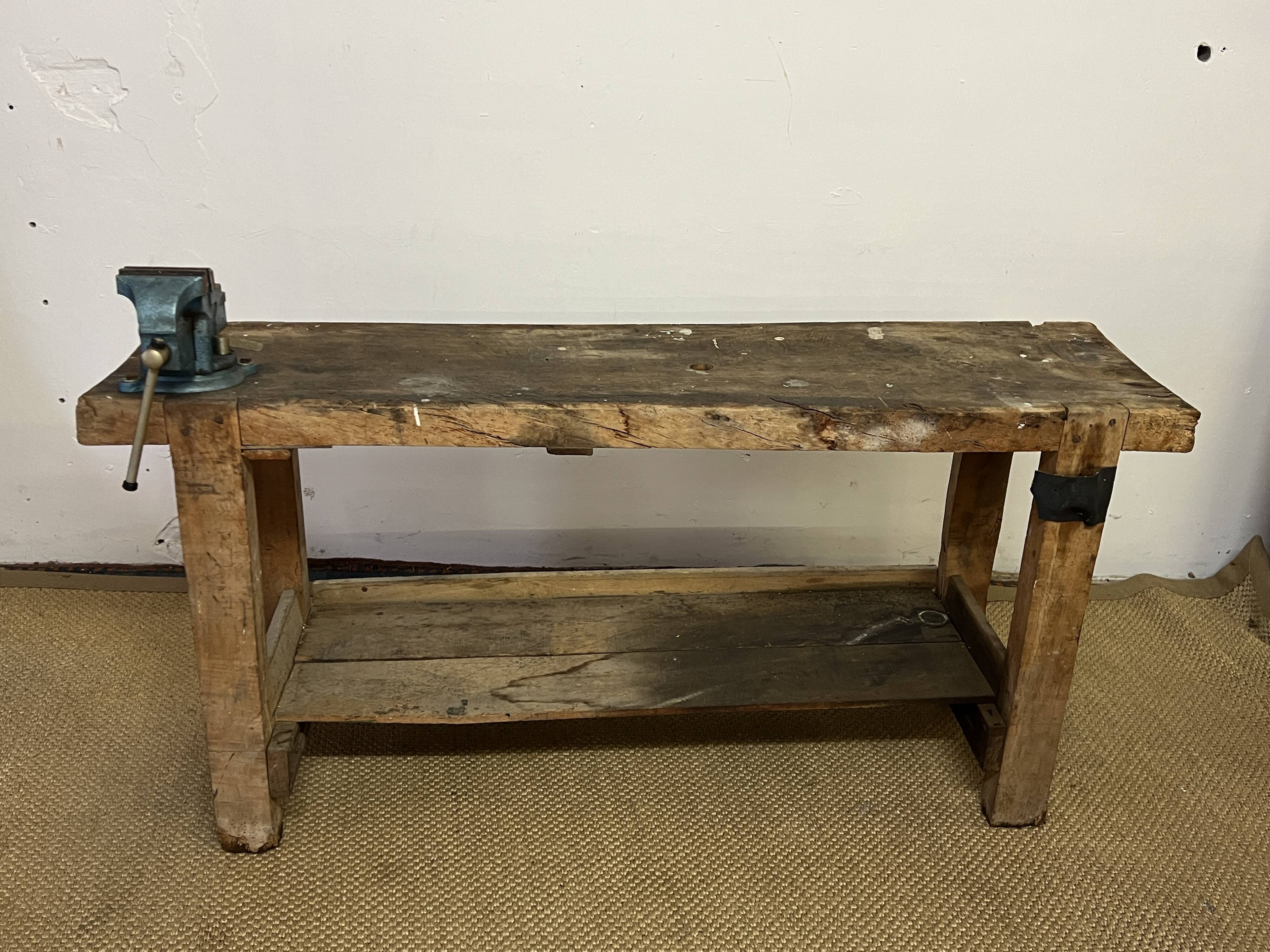 Old wooden craft workbench