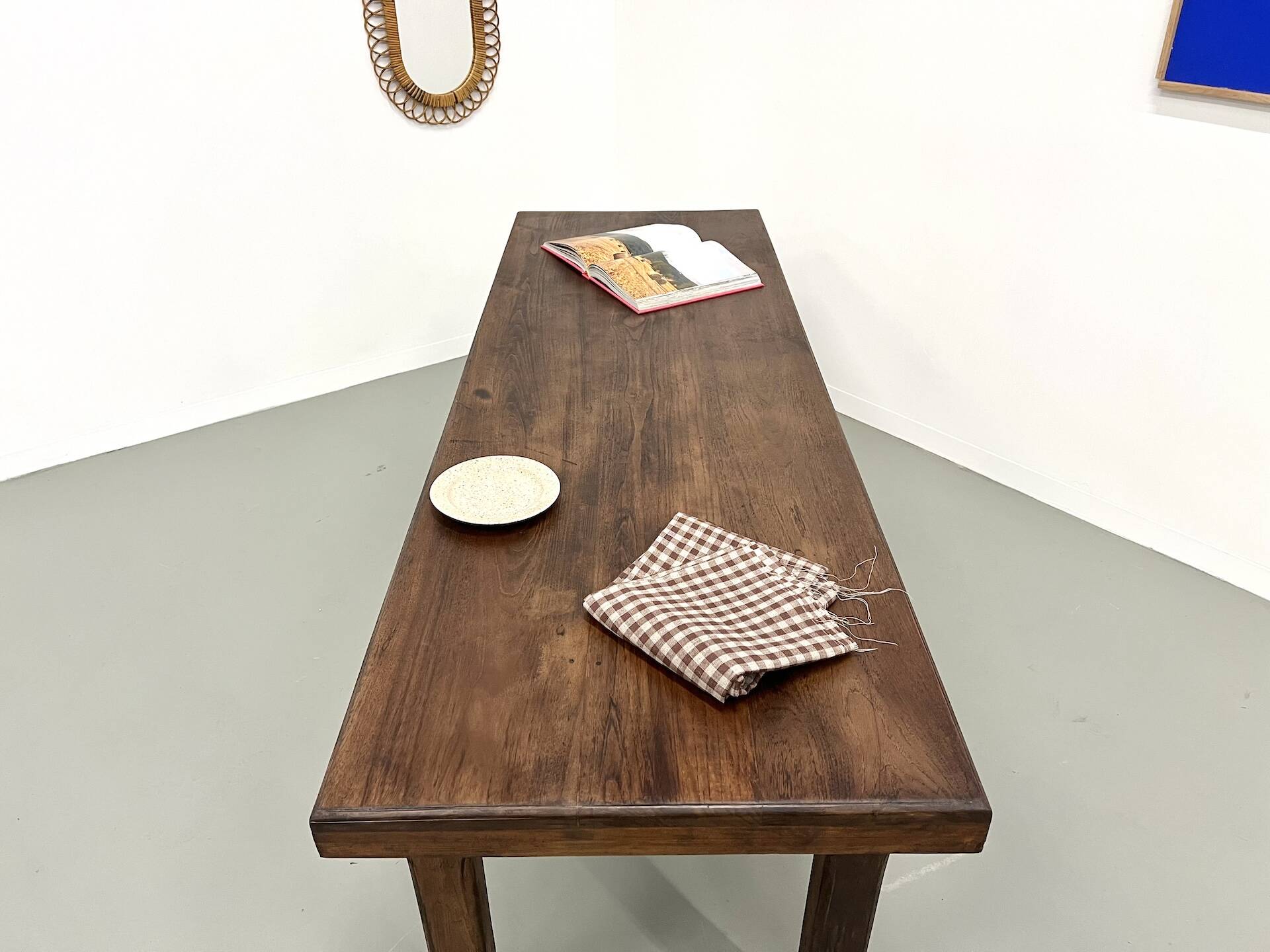 Small 1950s farmhouse table in blond walnut