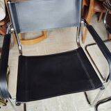 Set 5 chaises cantilever cuir/chrome